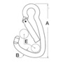 Carabiner hook AISI 316 w. eye large opening 18 mm